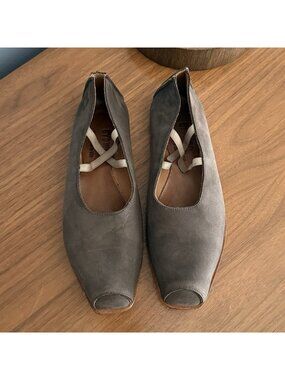 Cydwoq Leather Ballet Flats Size 40 Brown/Gray